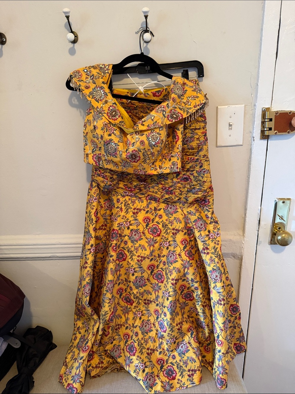 Yellow Floral Off-Shoulder Lehnga